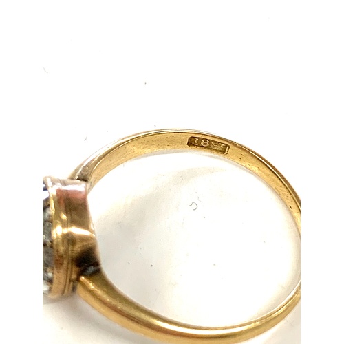 166 - 18ct gold, hallmarked pearl and diamond ring, ring size between S/T, approximate weight 4g.