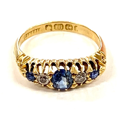 168 - 18ct Sapphire and diamond ladies ring, ring size approximately J, approximate weight 2.3g