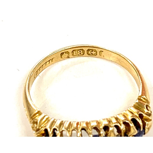 168 - 18ct Sapphire and diamond ladies ring, ring size approximately J, approximate weight 2.3g