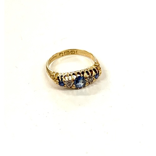 168 - 18ct Sapphire and diamond ladies ring, ring size approximately J, approximate weight 2.3g