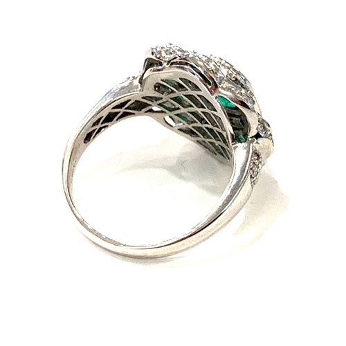 170 - 18ct Diamond and Emerald cluster ring, approximate weight 7.9g, ring size between P/Q. The ring has ... 