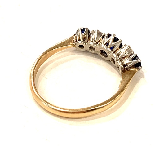 173 - Gold Sapphire and Diamond 5 stone ring, (Not hallmarked, tests as gold) approximate total weight 2.7... 