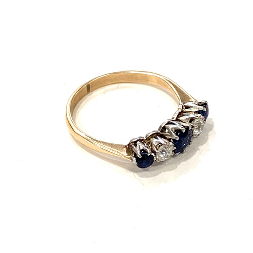 173 - Gold Sapphire and Diamond 5 stone ring, (Not hallmarked, tests as gold) approximate total weight 2.7... 