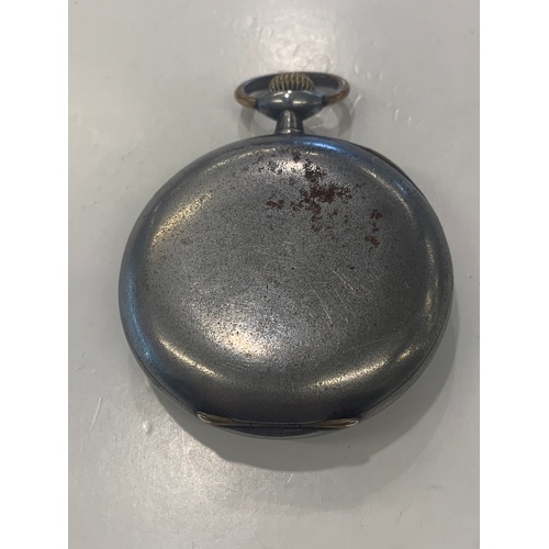 31 - Antique gun metal Omega center second chronograph pocket watch non-working as shown condition no  wa... 