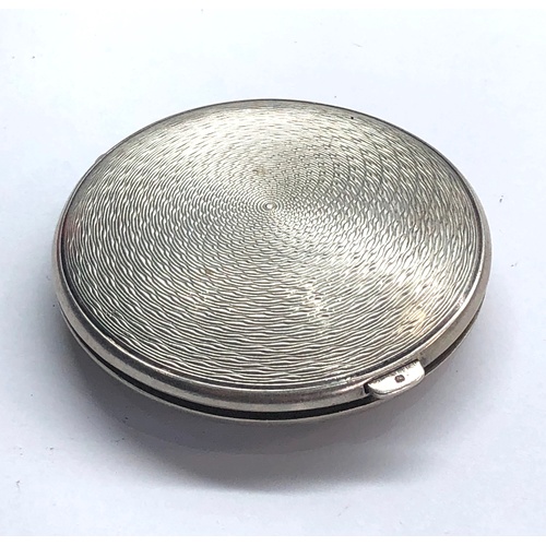 113 - silver compact full birminham silver hallmarks measures approx 6cm dia total weight 63g