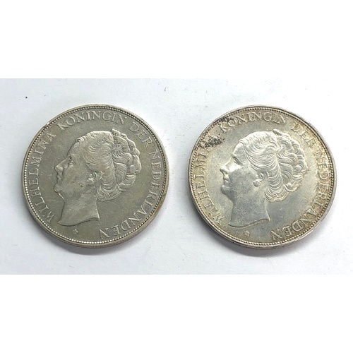 57 - 2 silver dutch 2 1/2 Gulden coins 1930 & 1940 weight 50.2g