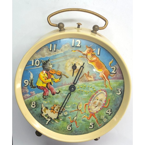 396 - Vintage Automated smith alarm clock nursery rhyme dial