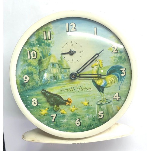 397 - Vintage Automated smith alarm clock  farm yard dial