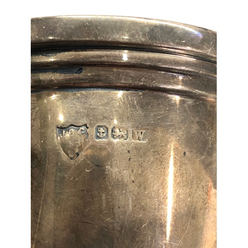 118 - Antique silver beaker birmingham silver hallmarks engraved initials measure approx 6cm tall dia 6.5c... 