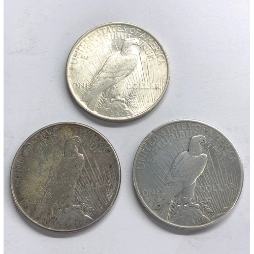 63 - 3 U.S.A silver dollars 1925, 1927, 1922