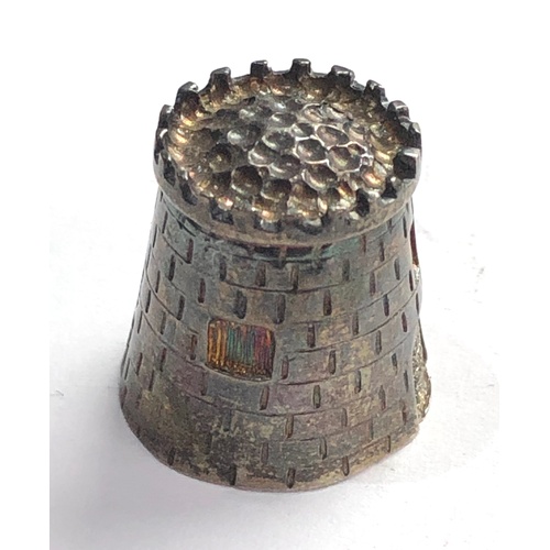 123 - Vintage irish silver castle thimble irish silver hallmarks