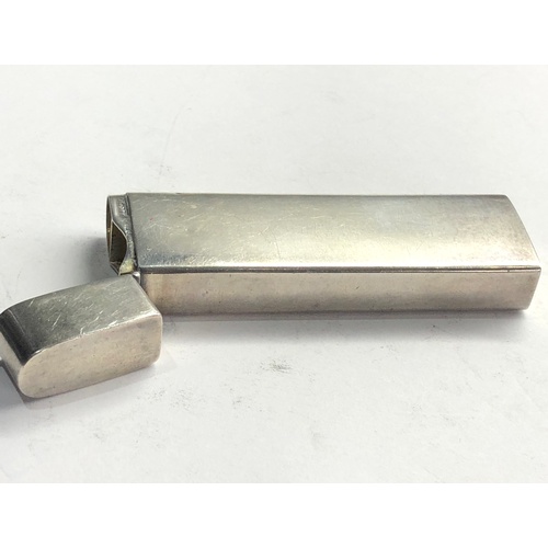 124 - antique London silver tooth pick case hinged lid 2 compartments measures approx 9cm by 2.5cm full lo... 