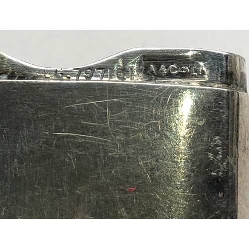124 - antique London silver tooth pick case hinged lid 2 compartments measures approx 9cm by 2.5cm full lo... 