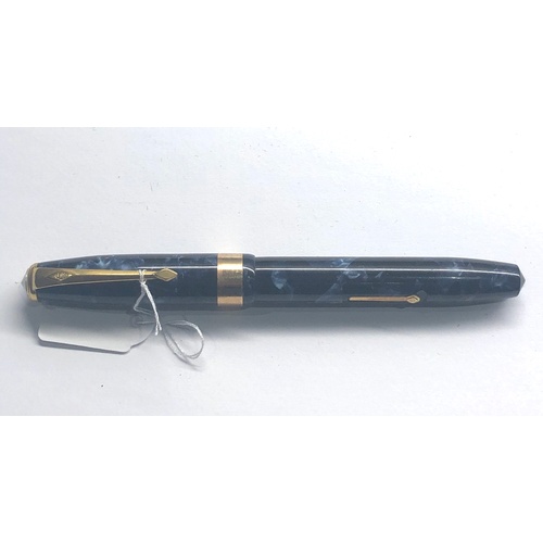 410 - vintage blue marble Conway stewart 60 fountain pen 14ct gold nib