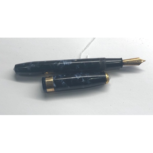 410 - vintage blue marble Conway stewart 60 fountain pen 14ct gold nib