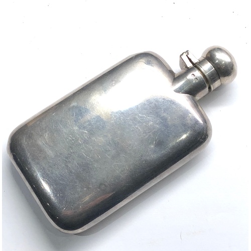 129 - Vintage silver hip flask Birmingham silver hallmarks measures approx. 13.5cm by 7.1cm small dents sh... 