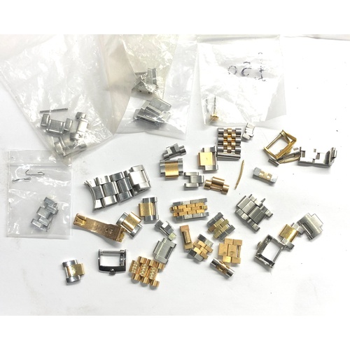 18 - large collection of rolex spares includes 18ct gold and stainless steel watch bracelet spare parts  ... 