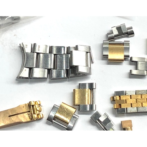 18 - large collection of rolex spares includes 18ct gold and stainless steel watch bracelet spare parts  ... 