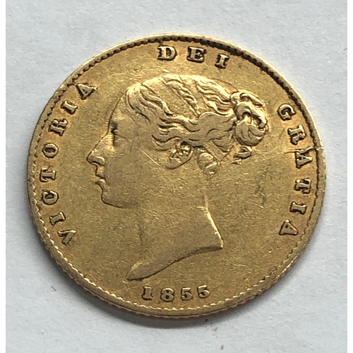 71 - victorian 1855 shield back half sovereign