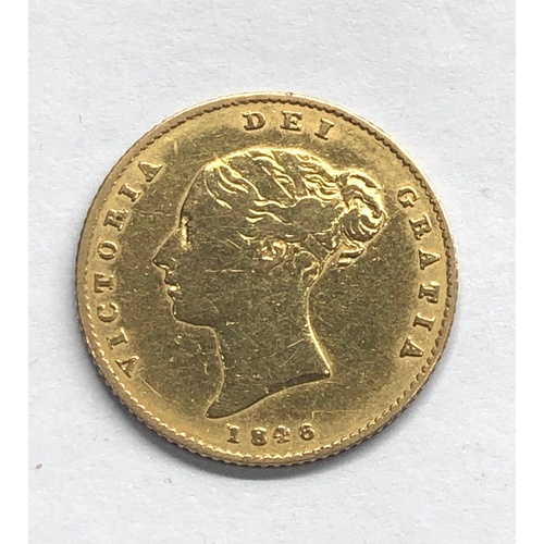 72 - Victorian 1846 shield back half sovereign