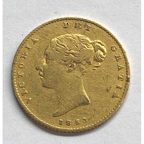 73 - Victorian 1853 shield back half sovereign