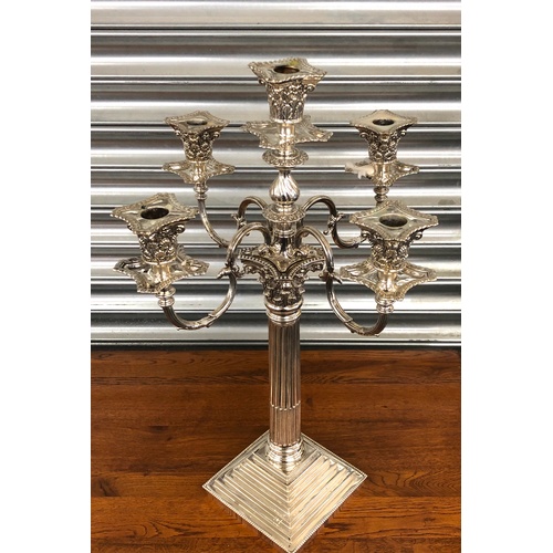 132 - large pair of silver candleabra measures appox 22ins tall by 14ins wide total weight approx 7.8 kilo... 