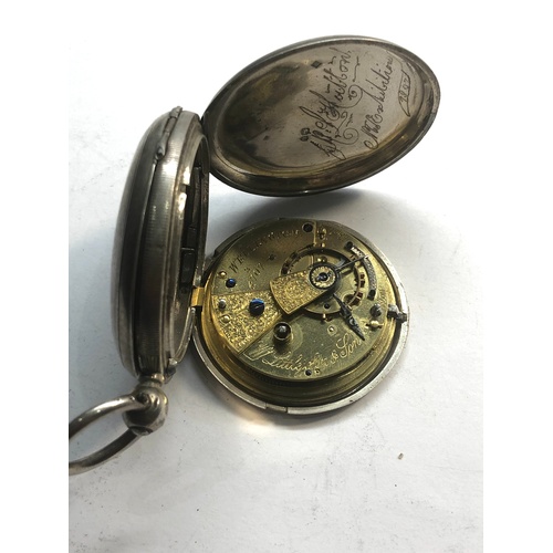45 - antique fusee full hunter silver pocket watch by W.Littlejohn & sons Wellington missing glass untest... 