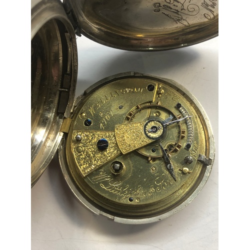 45 - antique fusee full hunter silver pocket watch by W.Littlejohn & sons Wellington missing glass untest... 