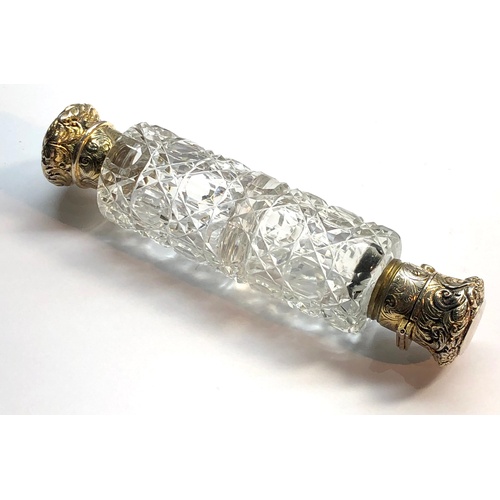 138 - Fine cased Victorian Silver Gilt Double Ended Glass Scent perfume Bottle comes in original named box... 