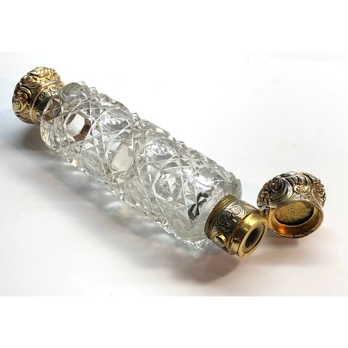 138 - Fine cased Victorian Silver Gilt Double Ended Glass Scent perfume Bottle comes in original named box... 