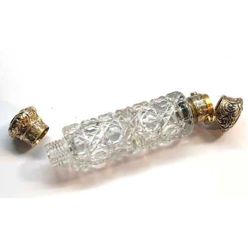 138 - Fine cased Victorian Silver Gilt Double Ended Glass Scent perfume Bottle comes in original named box... 