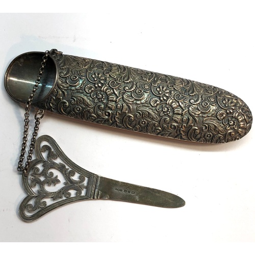 140 - Antique hallmarked silver glasses case with chatelaine case measures approx 16cm long clip measures ... 