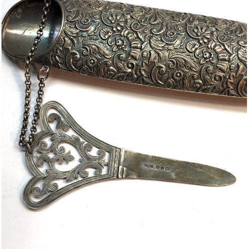 140 - Antique hallmarked silver glasses case with chatelaine case measures approx 16cm long clip measures ... 