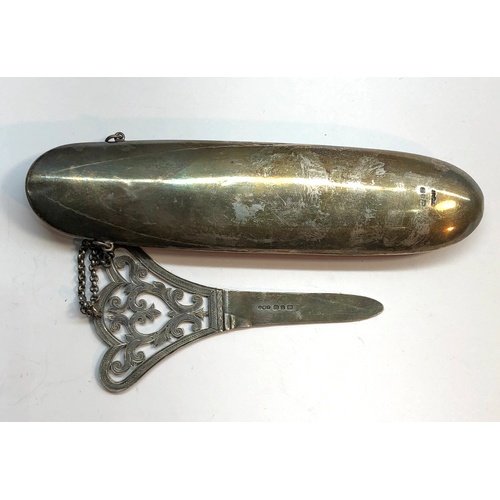 140 - Antique hallmarked silver glasses case with chatelaine case measures approx 16cm long clip measures ... 