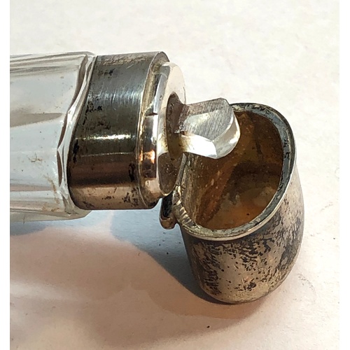 142 - antique silver top perfume bottle measures approx 7cm tall with original glass stopper in good uncle... 