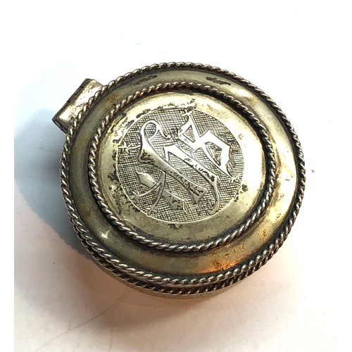 143 - vintage Silver Pyx Communion Wafer Box birmingham silver hallmarks measures approx 5.3cm dia 2.2cm d... 