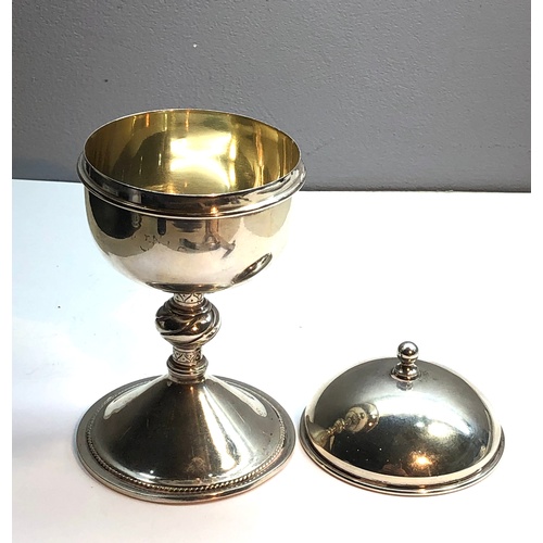 144 - vintage silver communion lidded chalice silver import marks measures approx 16cm high 8cm dia silver... 