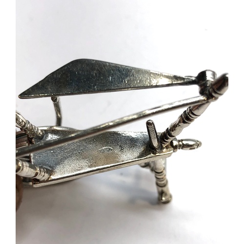 148 - dutch silver miniature spinning wheel small dutch silver hallmarks