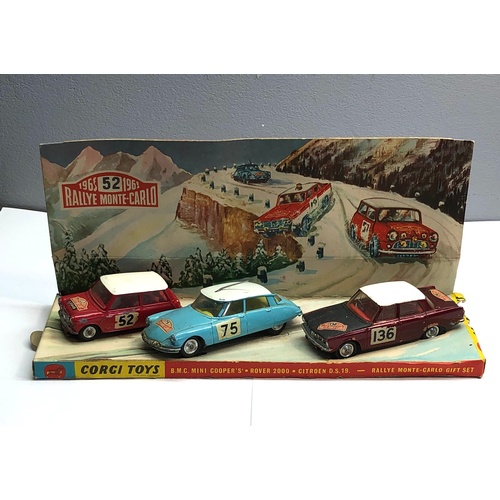 336 - Original boxed corgi 1965 52 196 rallye monte -carlo 
mini copper rover 2000 Citroen in as shown con... 