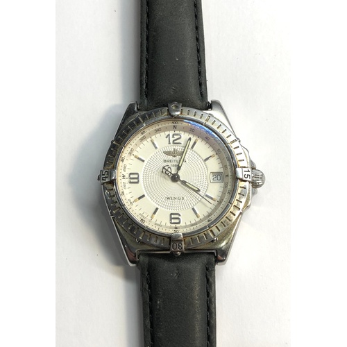 214 - Stainless steel Breitling Windrider wings automatic A10050 4001 - 38mm, in good condition working or... 