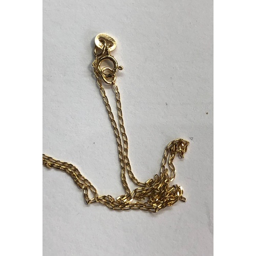 138 - 9ct Gold pendant and chain weight 1.5g chain measures approx 44cm long, good as shown condition