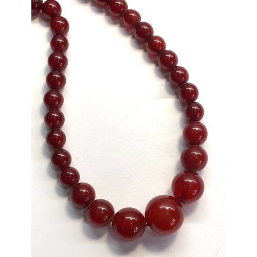 157 - Antique round cherry amber / bakelite bead necklace graduated round beads largest measures approx 14... 