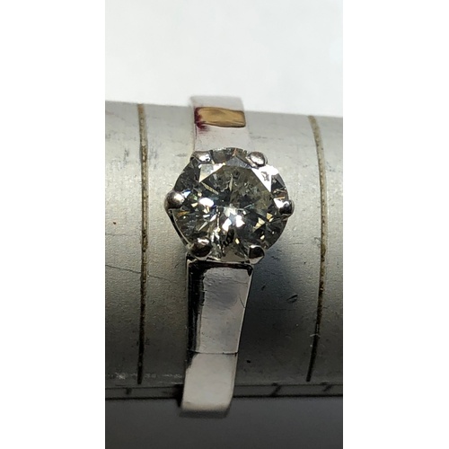 160 - Platinum and Diamond ring diamond measures  6.5mm dia approx 1ct, as shown condition