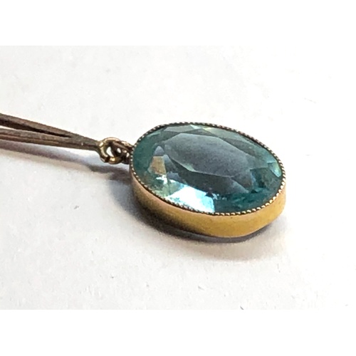 161 - 9ct Gold blue stone dropper pendant on 9ct gold chain pendant measure approx 4.5cm drop length with ... 