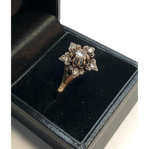 164 - Antique Rose Diamond ring central old cut rose diamond measures approx 5mm by 4mm 5 small rose diamo... 