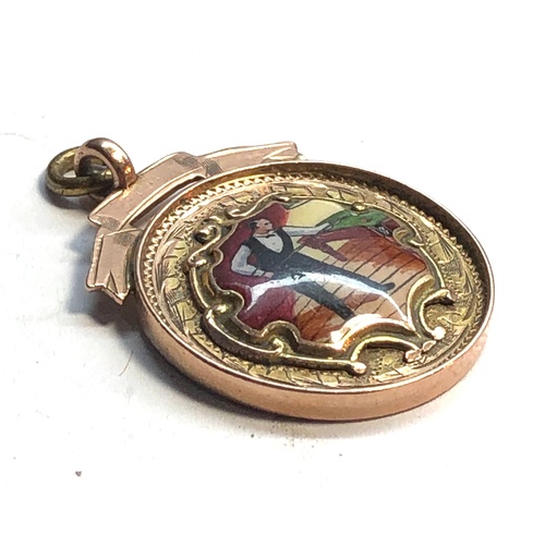 163 - Art deco 9ct gold and enamel billiard Fob /medal weight 5.6g, as shown condition