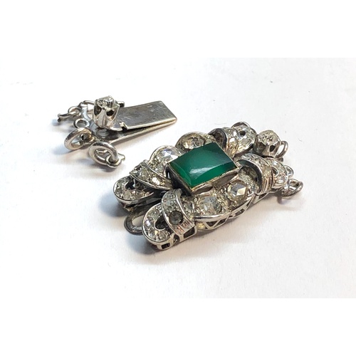 162 - large antique platinum diamond and emerald necklace clasp measures approx 35mm by 17mm set with larg... 