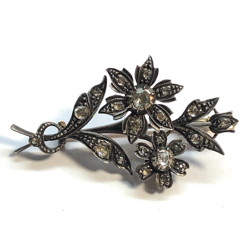 145 - Antique rose diamond brooch gold back silver front measures approx 45mm by 26mm, as shown condition