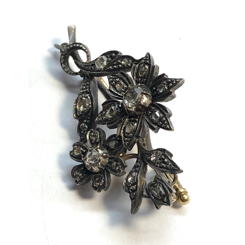 145 - Antique rose diamond brooch gold back silver front measures approx 45mm by 26mm, as shown condition