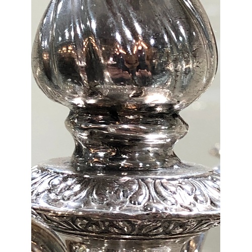 132 - large pair of silver candleabra measures appox 22ins tall by 14ins wide total weight approx 7.8 kilo... 